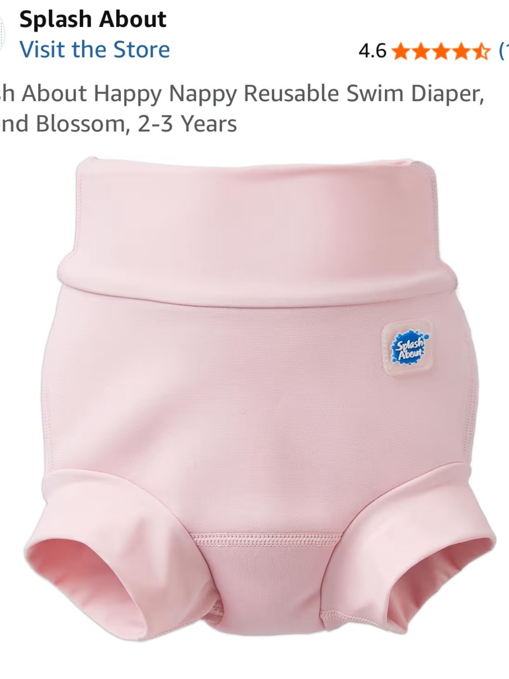 Splash About Happy Nappy Reusable Swim Diaper, Almond Blossom Pink, size 2-3yrs